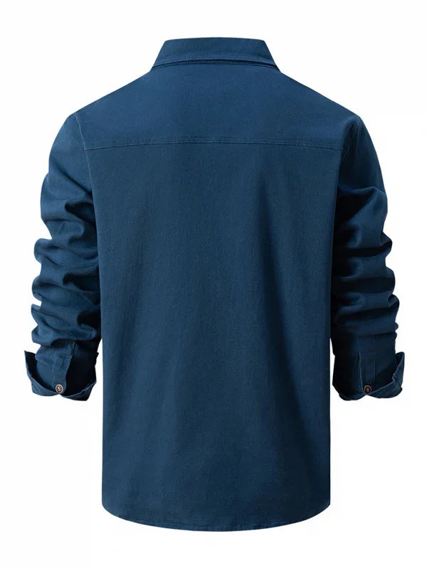 Men Cotton Long Sleeves Regular Fit Casual Shirt – Slight Elasticity - Green -Guocali
