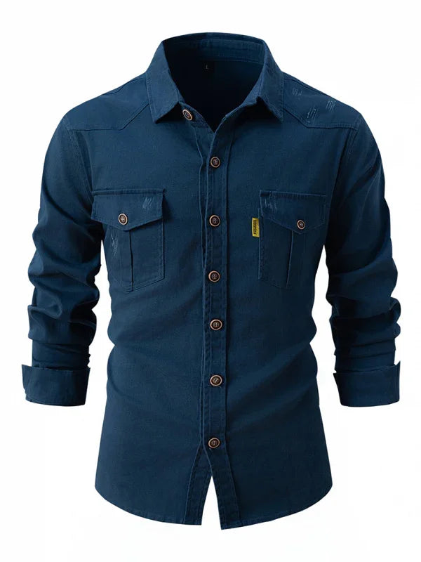 Men Cotton Long Sleeves Regular Fit Casual Shirt – Slight Elasticity - Green -Guocali