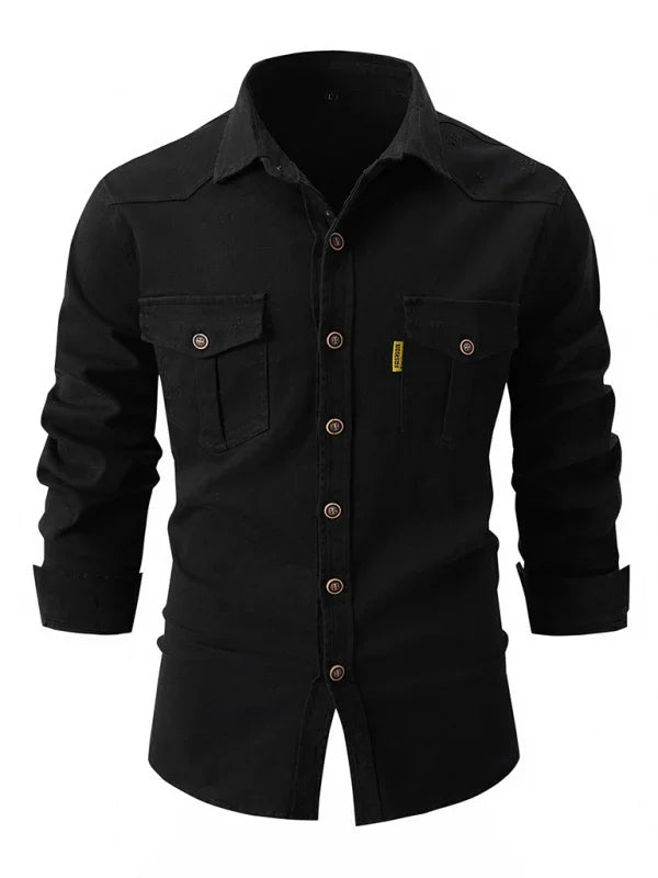 Men Cotton Long Sleeves Regular Fit Casual Shirt – Slight Elasticity - Green -Guocali