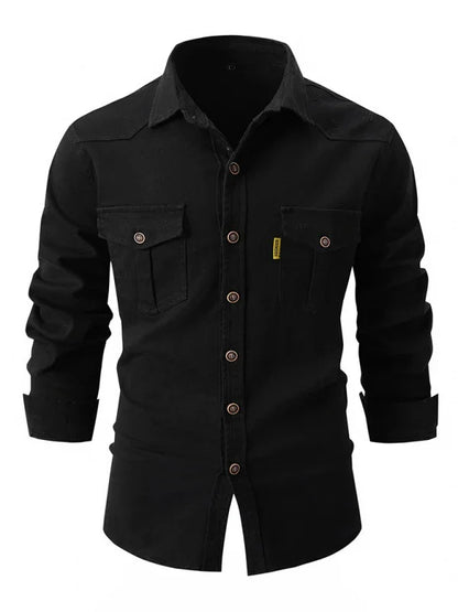 Men Cotton Long Sleeves Regular Fit Casual Shirt – Slight Elasticity - Green -Guocali