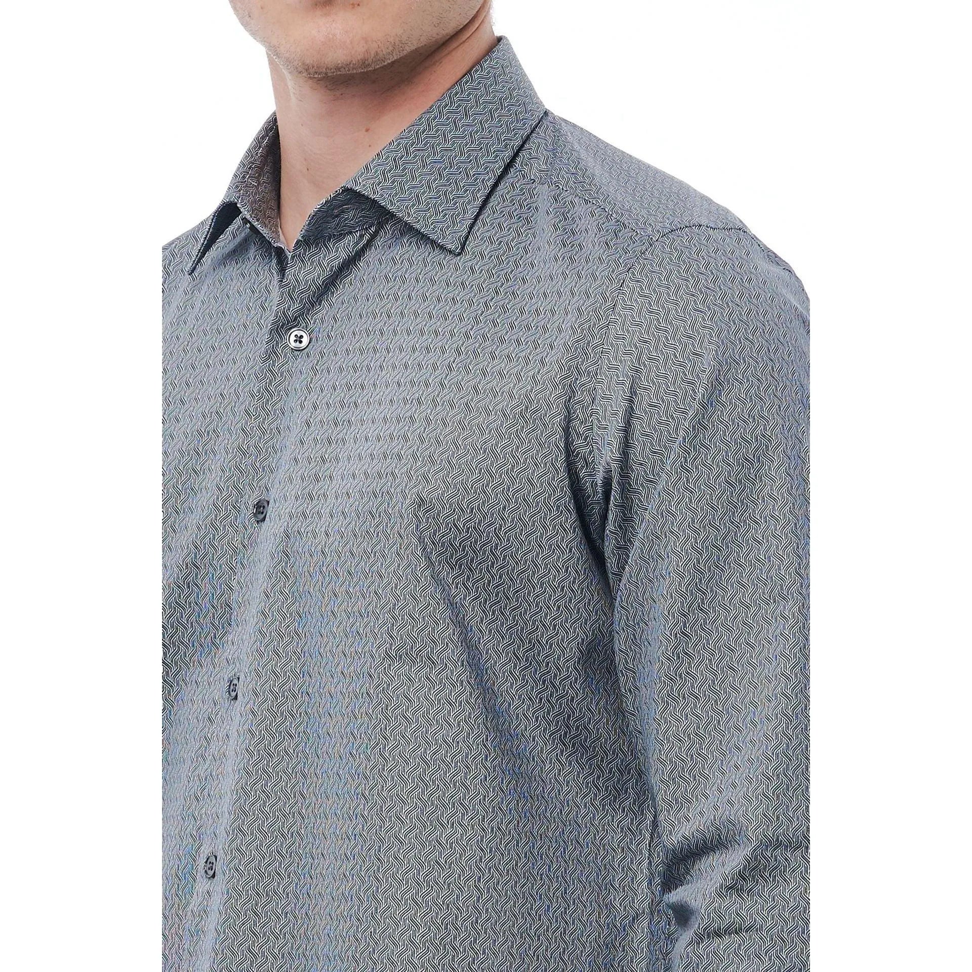 Men Cotton Long Sleeves Regular Fit Dress Shirt – Breathable - Blue -Guocali
