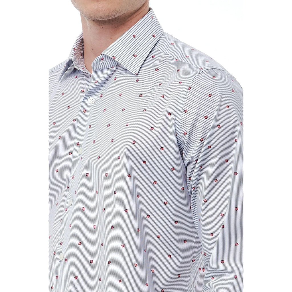 Men Cotton Long Sleeves Regular Fit Dress Shirt – Stretchable, Red