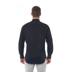 Men Cotton Long Sleeves Regular Fit Point Collar Dress Shirt – Breathable - Black -Guocali