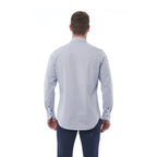 Men Cotton Long Sleeves Slim Fit Dress Shirt – Breathable - Blue -Guocali