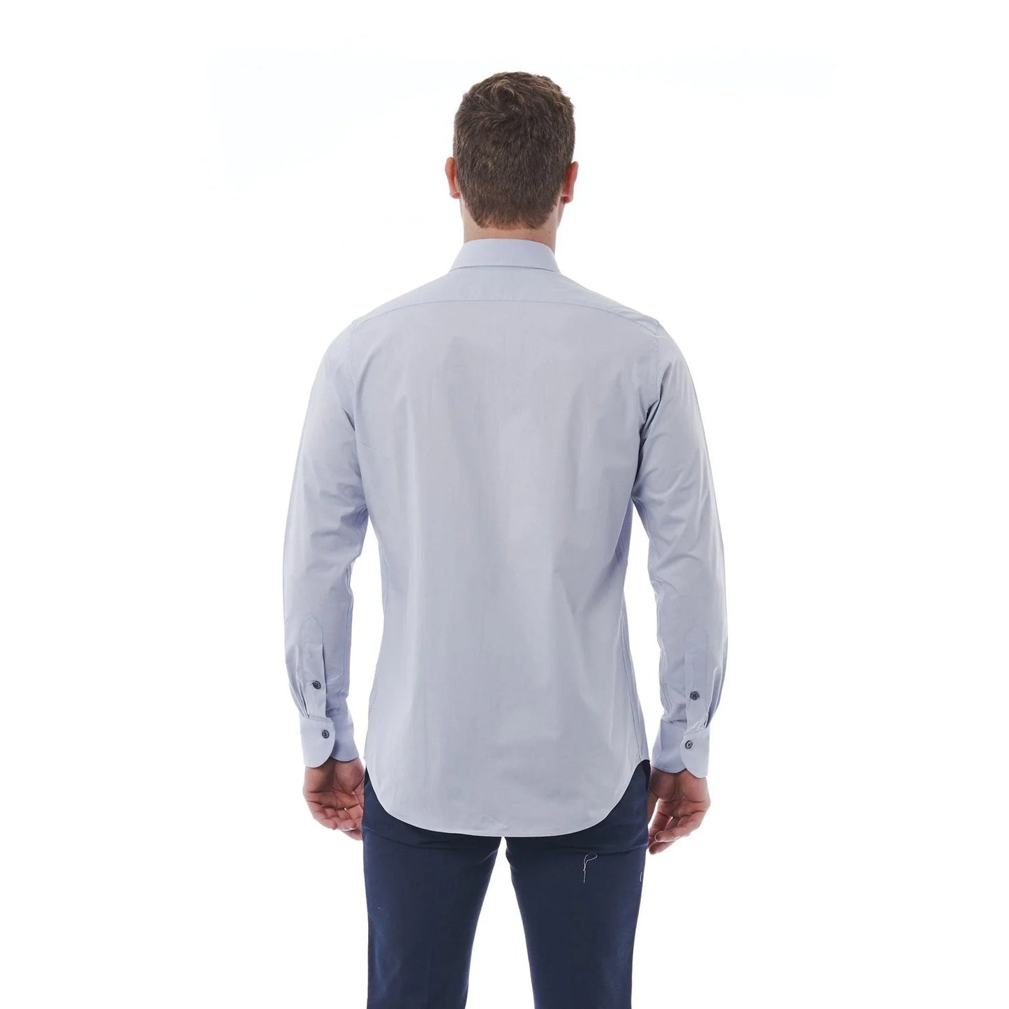 Men Cotton Long Sleeves Slim Fit Dress Shirt – Breathable - Blue -Guocali