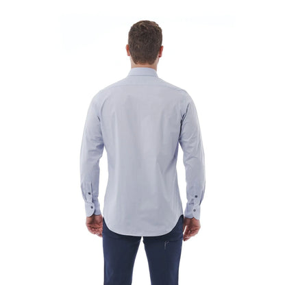 Men Cotton Long Sleeves Slim Fit Dress Shirt – Breathable - Blue -Guocali