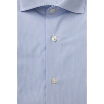 Men Cotton Long Sleeves Tailored Fit Dress Shirt – Breathable - Blue, White -Guocali