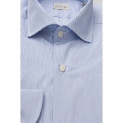Men Cotton Long Sleeves Tailored Fit Dress Shirt – Breathable - Blue, White -Guocali