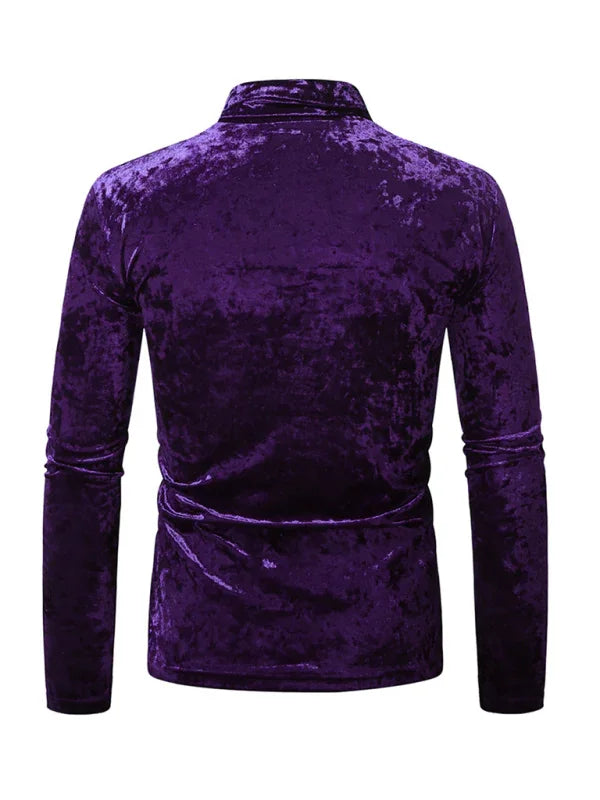 Men Crew-Neck Long-Sleeves T-Shirt – Stretchable - Red -Guocali