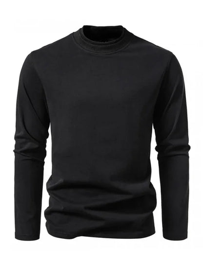 Men Crew-Neck Long-Sleeves T-Shirt – Stretchable - White -Guocali