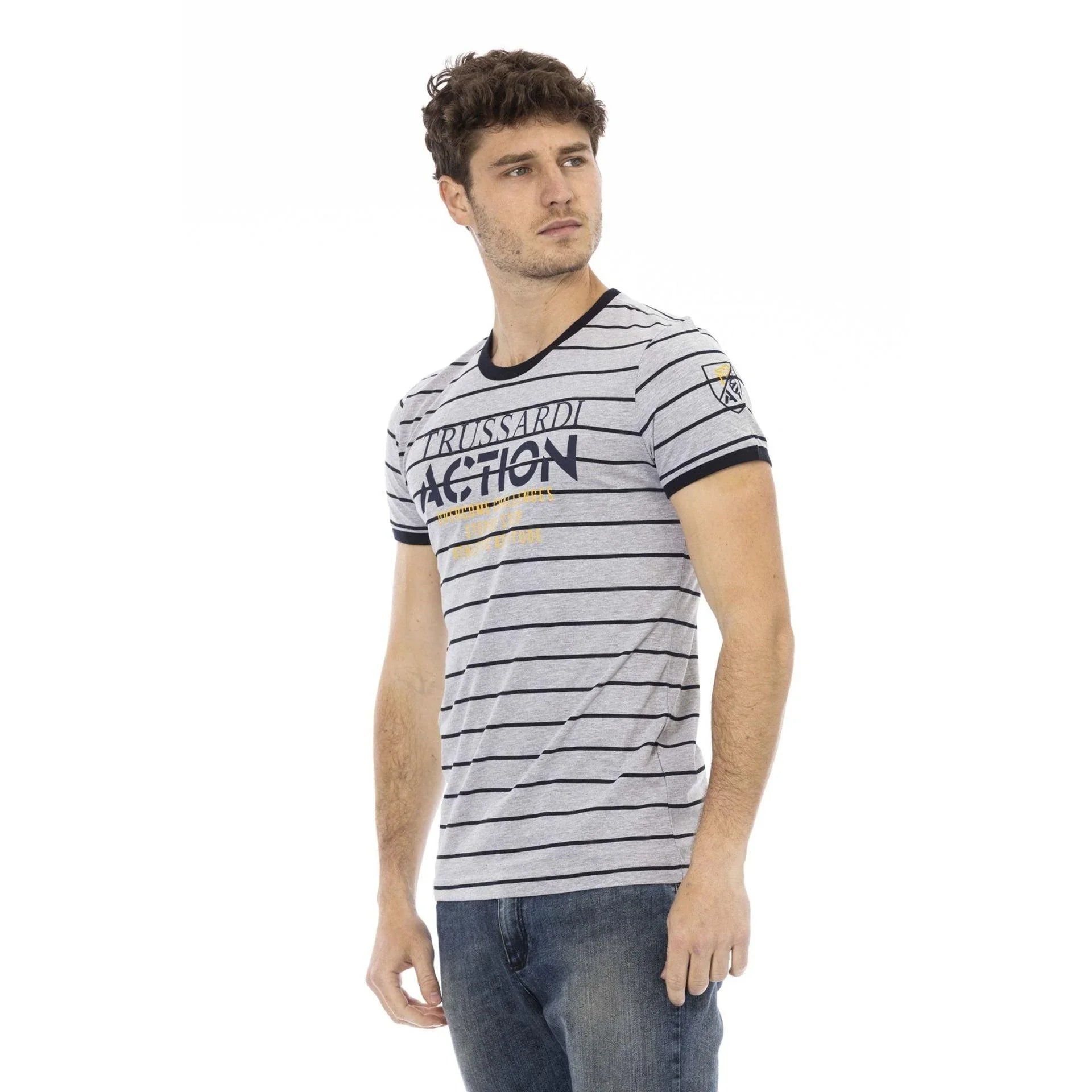 Men Crew-Neck Short-Sleeves T-Shirt – Breathable, Black, Yellow