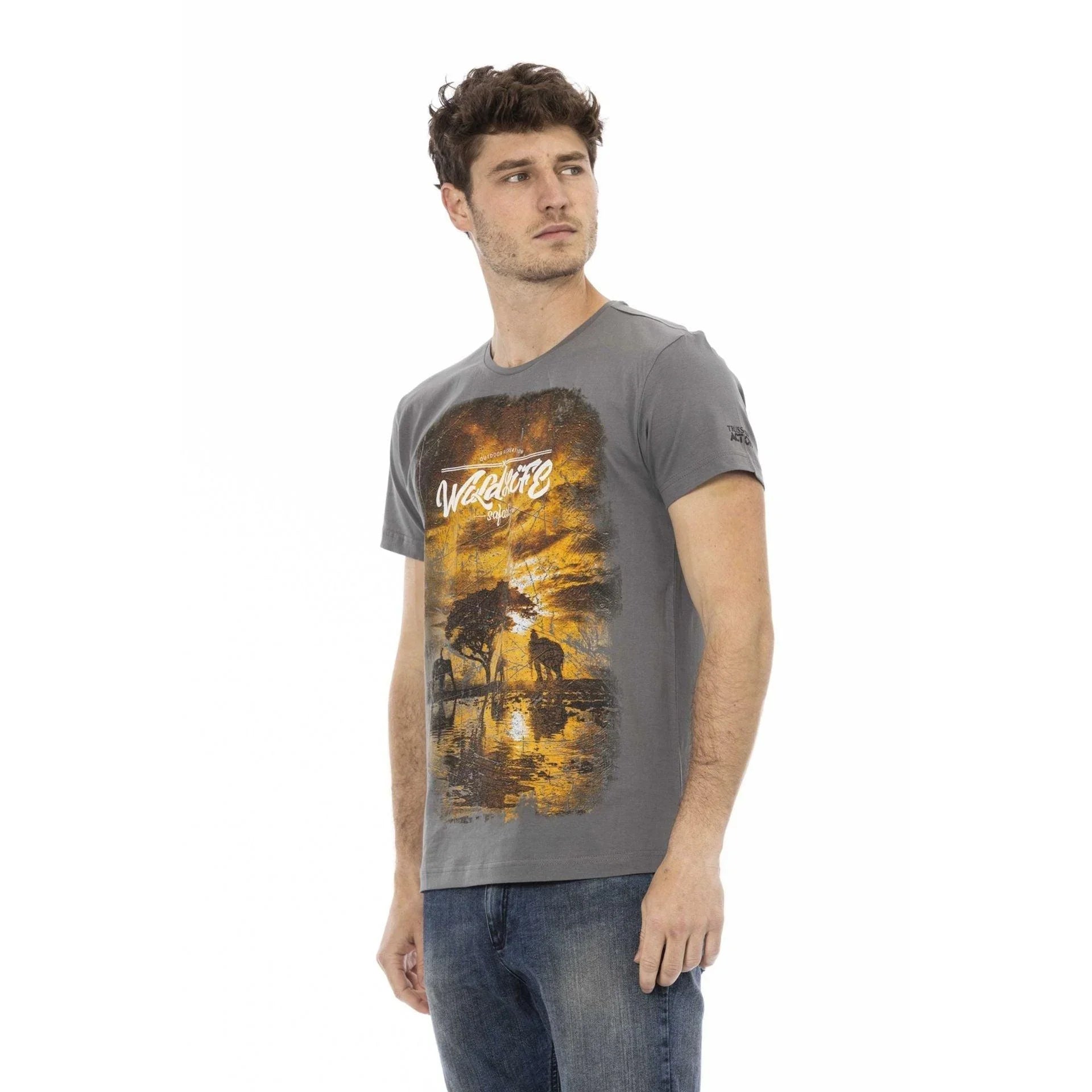 Men Crew-Neck Short-Sleeves T-Shirt – Breathable - Gray, Multicolor -Guocali