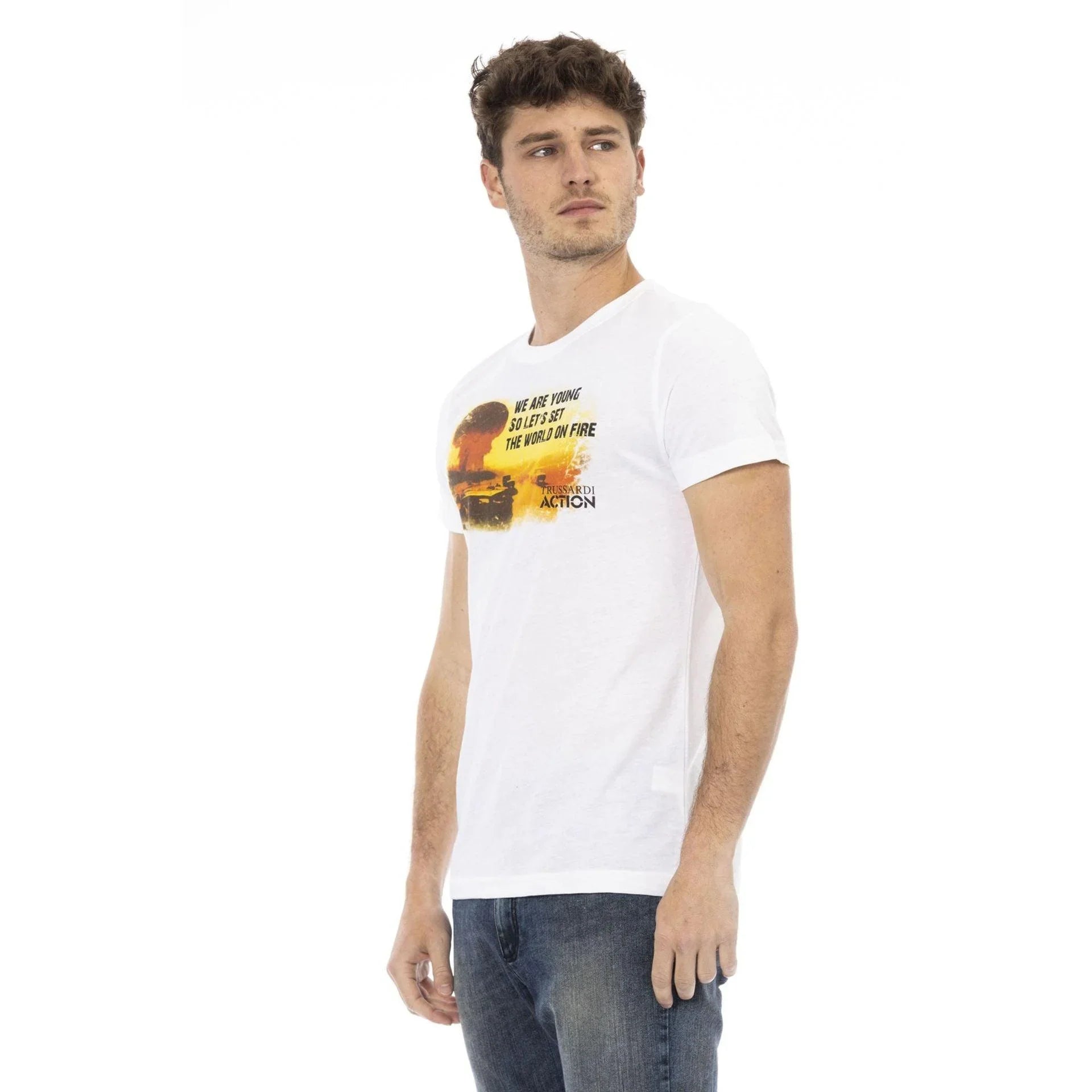 Men Crew-Neck Short-Sleeves T-Shirt – Breathable - White -Guocali