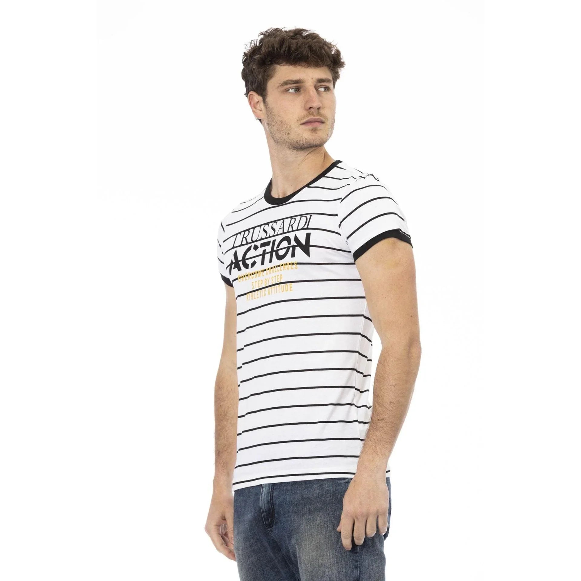 Men Crew-Neck Short-Sleeves T-Shirt – Breathable, Black, Yellow