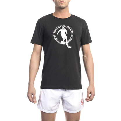 Men Crew-Neck Short-Sleeves T-Shirt – Stretchable - Black -Guocali