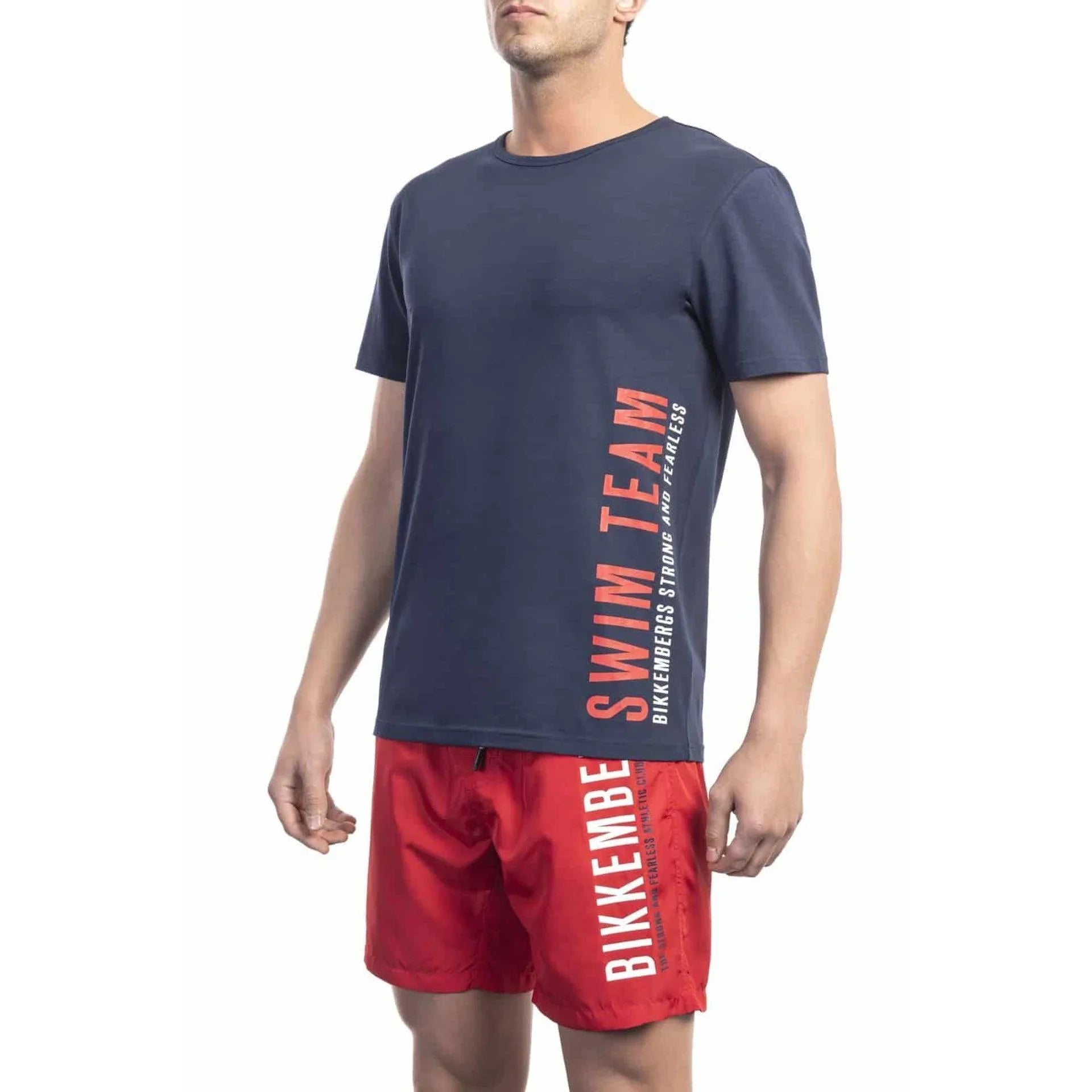 Men Crew-Neck Short-Sleeves T-Shirt – Stretchable - Blue -Guocali