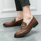 Men Horse Bit Dress Loafers - Slip-On Formal Dress Shoes