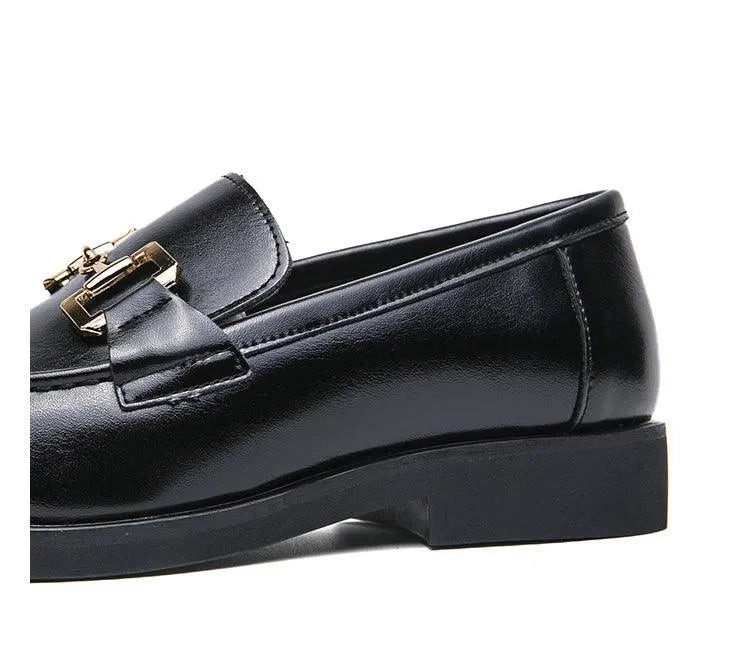 Men Horse Bit Dress Loafers - Slip-On Formal Dress Shoes