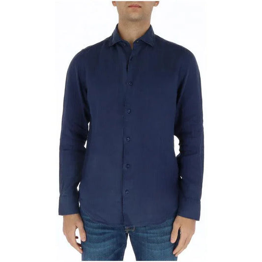 Men Long Sleeves Casual Button-Down Shirt – Breathable - Blue -Guocali