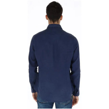 Men Long Sleeves Casual Button-Down Shirt – Breathable - Blue -Guocali