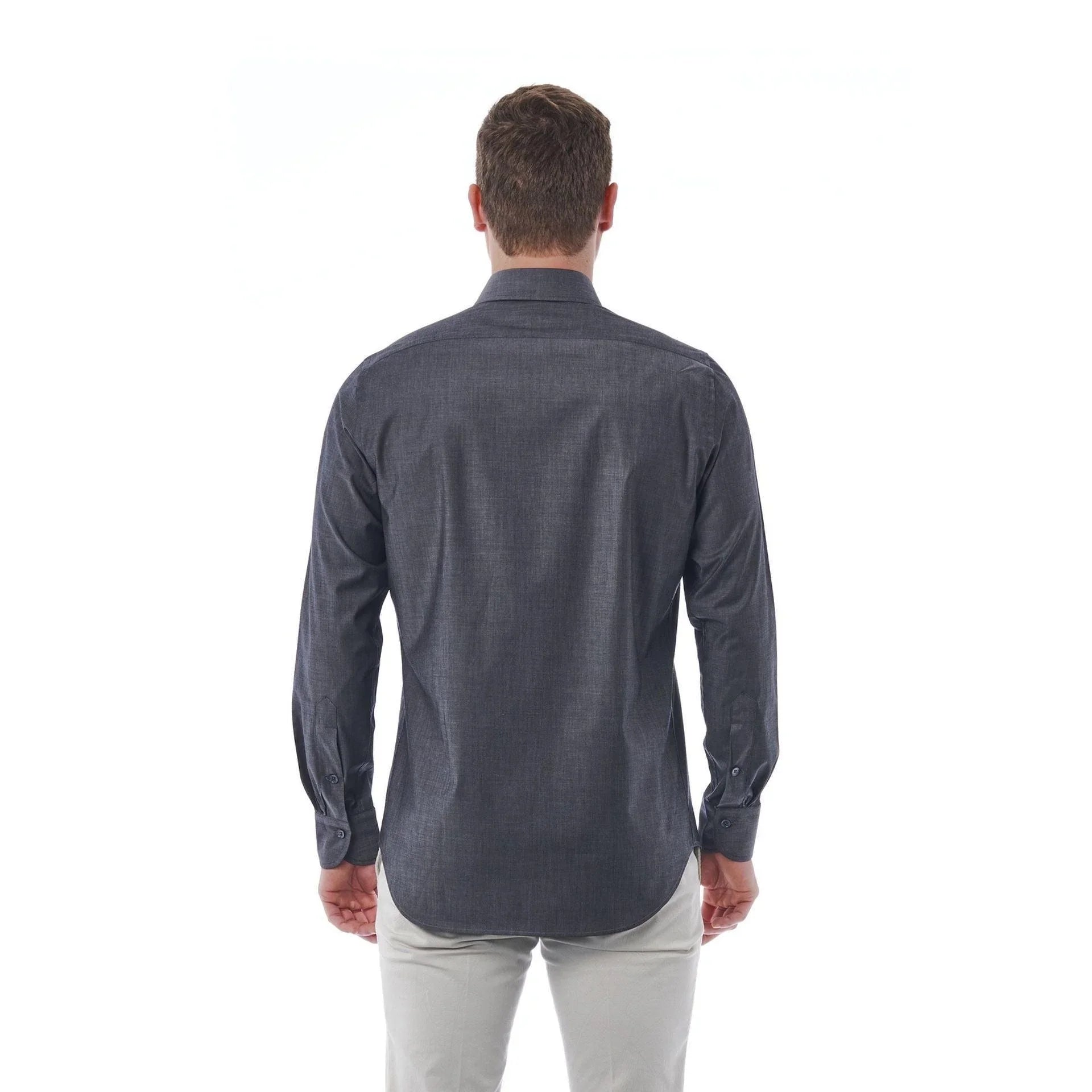 Men Long Sleeves Cotton Dress Shirt – Stretchable - Gray -Guocali