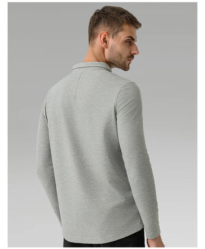 Men Long Sleeves Cotton Regular Fit Polo Shirt – Stretchable - Beige -Guocali