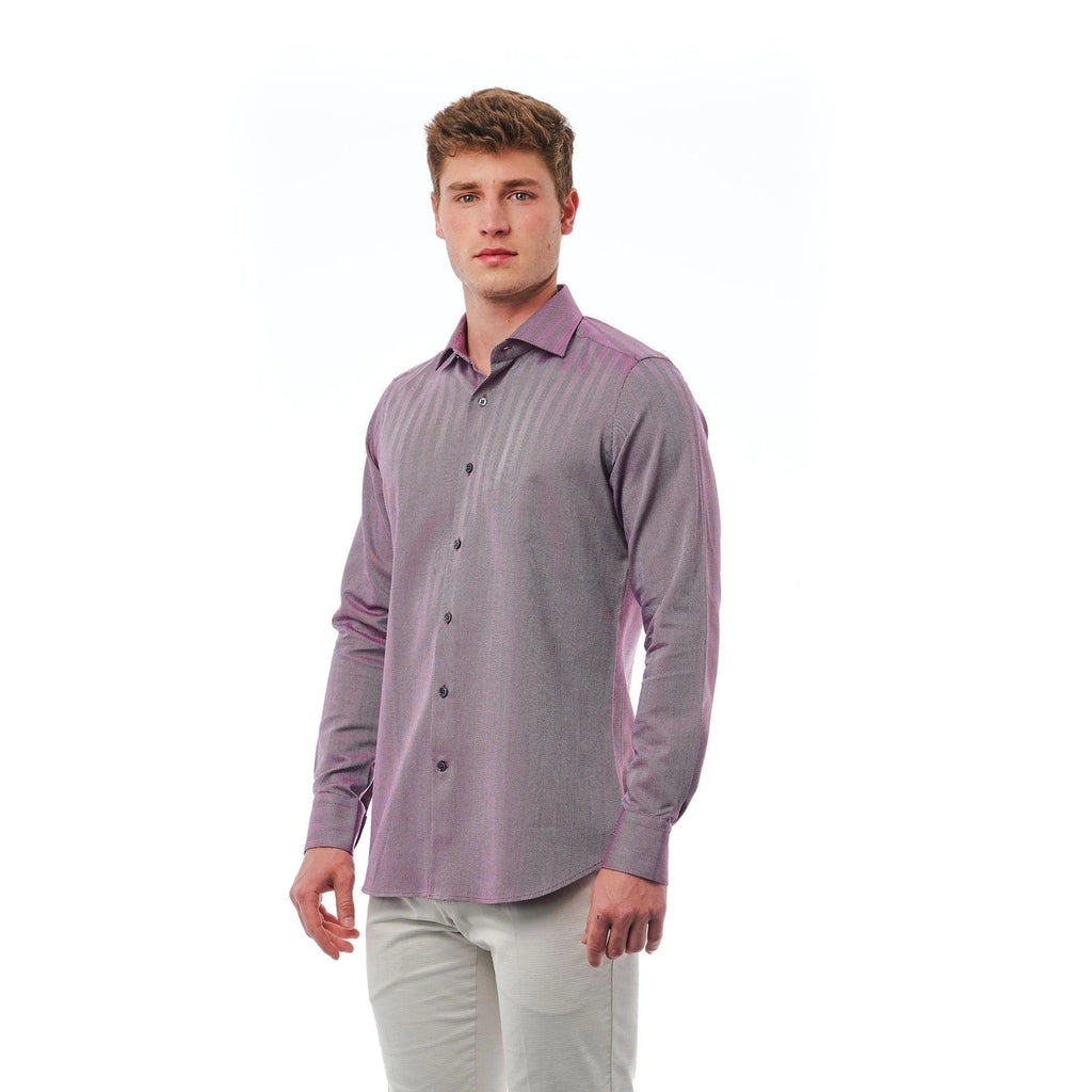 Men Long Sleeves Cotton Slim Fit Dress Shirt – Breathable, Gray