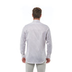 Men Long Sleeves Cotton Striped Dress Shirt – Breathable - White -Guocali