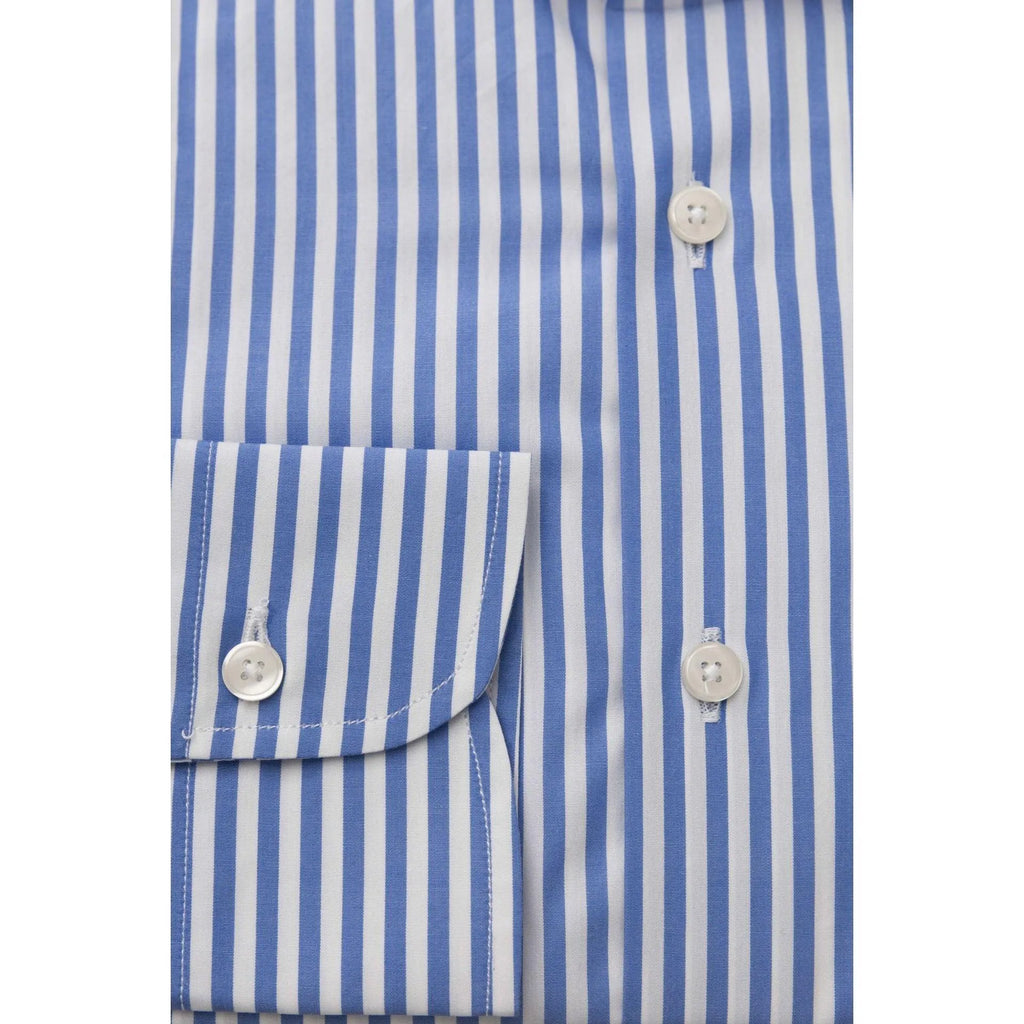 Men Long Sleeves Cotton Striped Dress Shirt – Breathable, White