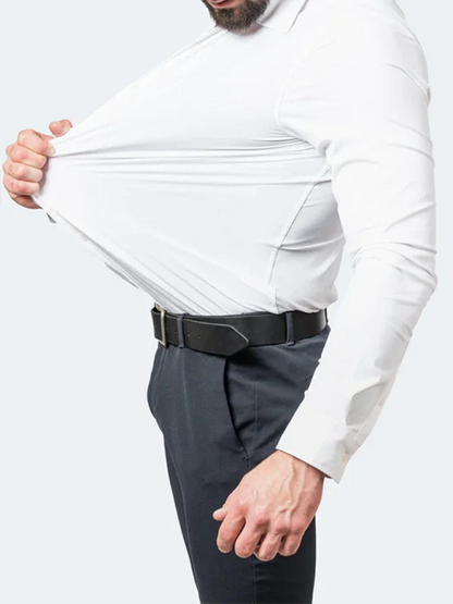 Men Long Sleeves Regular Fit Button-Down Shirt – Wrinkle-Resistant - Navy, Blue -Guocali
