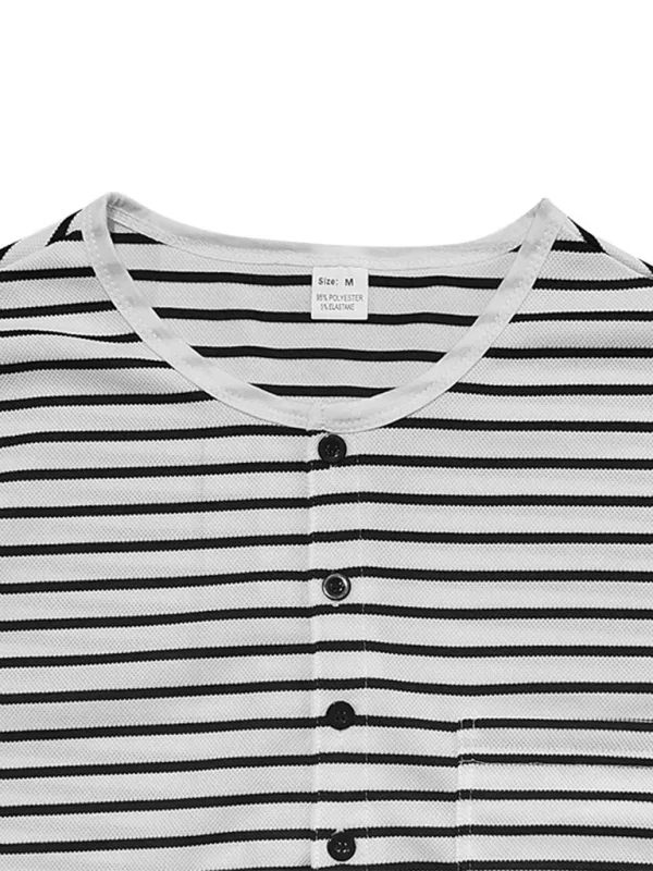 Men Long Sleeves Regular Fit Henley T-Shirt – Stretchable, White