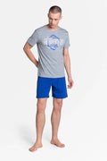 Men Pajama Shorts Set –Breathable Logo - Gray, Blue -Guocali