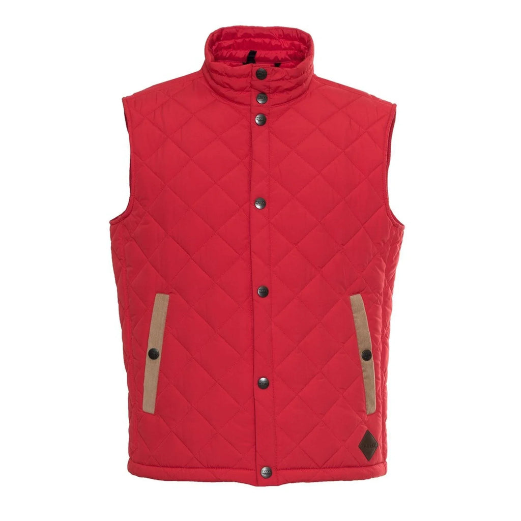 Men Puffer Vest - Insulated - Mandarin Collar Red -Guocali