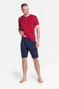 Men's Pajama Shorts Set –Breathable Solid - Red -Guocali