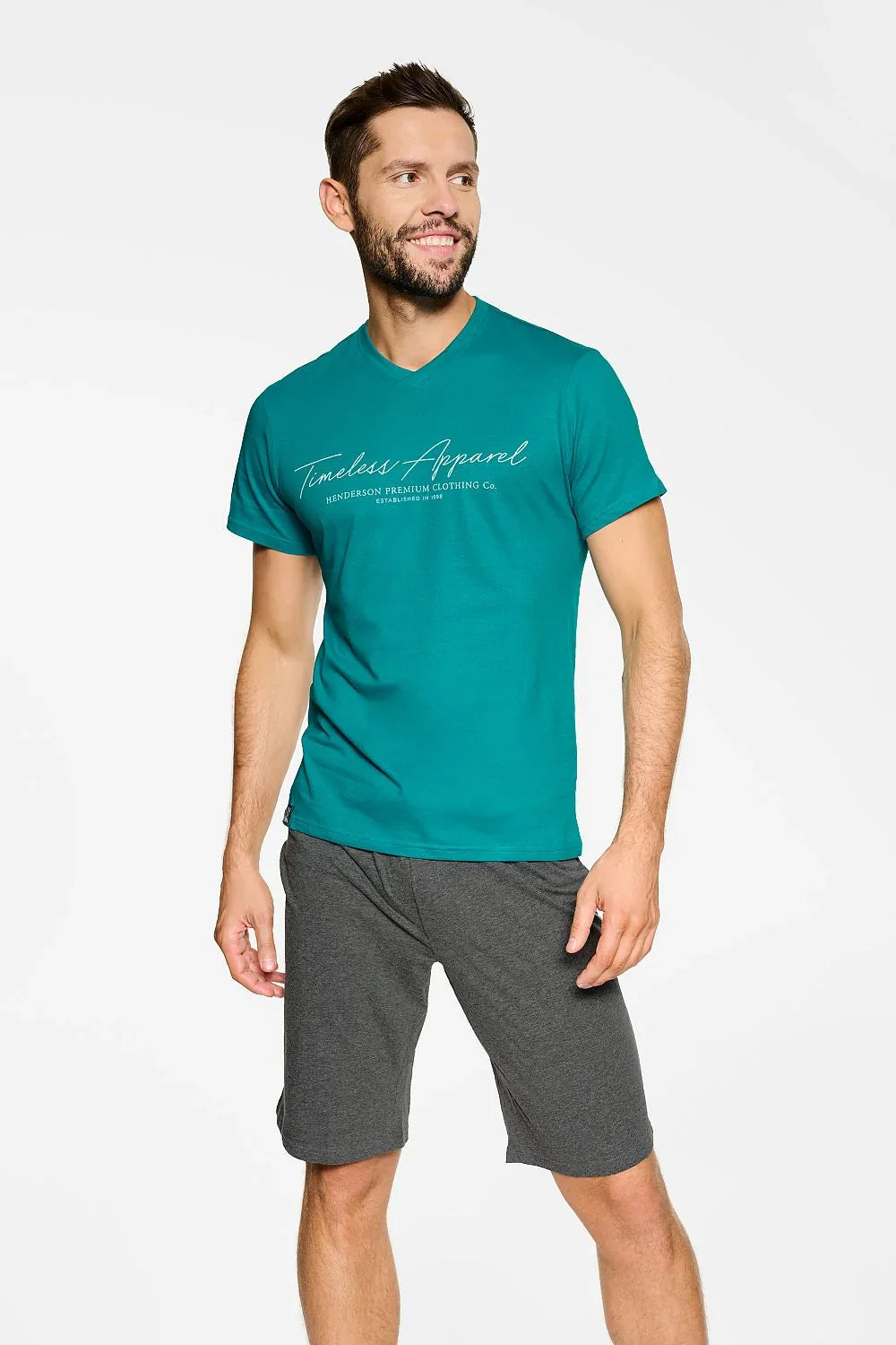 Men’s Pajama Shorts Set – Solid - Green, Gray -Guocali