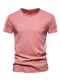 Men's Round-Neck Short-Sleeves T-Shirt – Lightweight - Red -Guocali