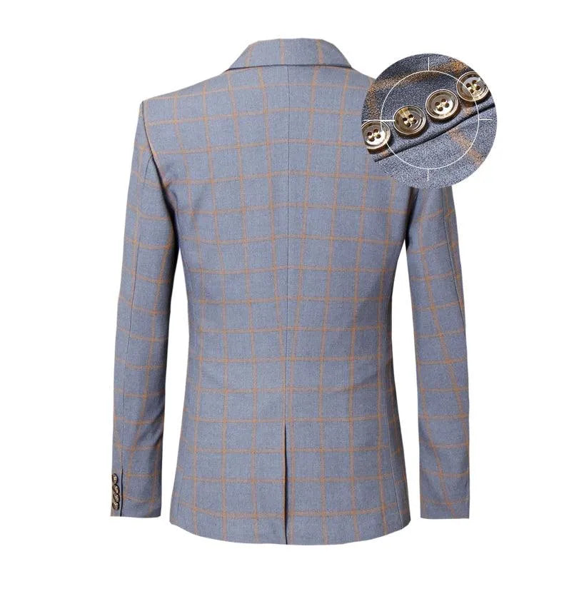 Men Blazer - Checked Formal Blazer -Guocali
