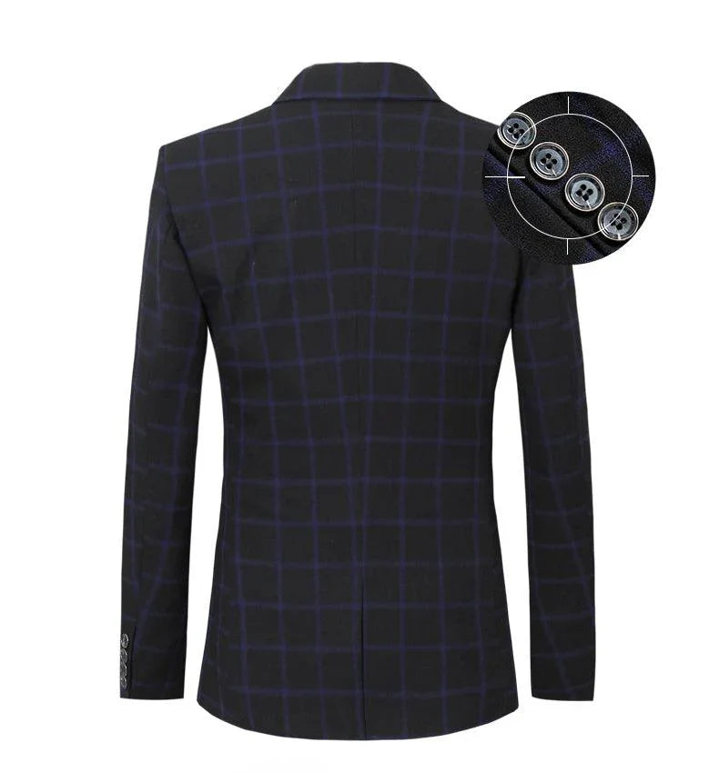 Men Blazer - Checked Formal Blazer -Guocali