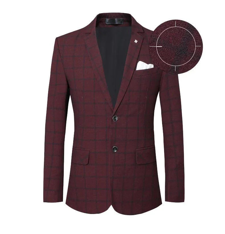 Men Blazer - Checked Formal Blazer -Guocali
