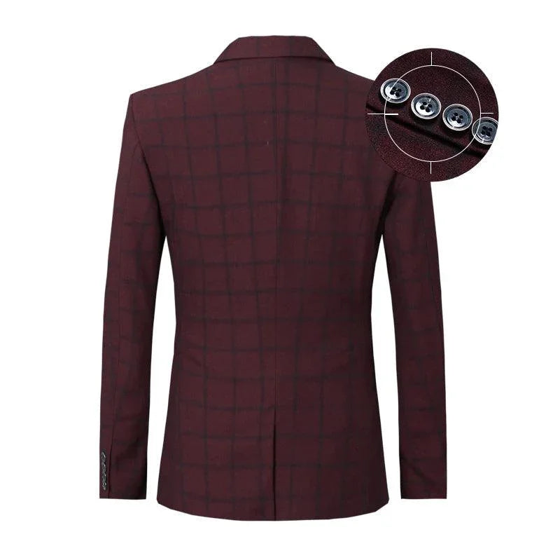 Men Blazer - Checked Formal Blazer -Guocali