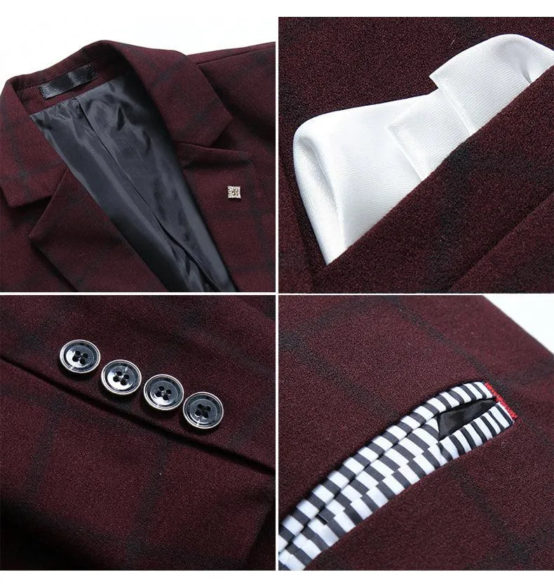 Men Blazer - Checked Formal Blazer -Guocali