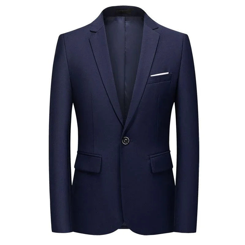 Men Blazer - 1-Button Style Formal Blazer - Navy Blue -Guocali