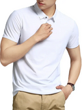 Men Short Sleeves Polo Shirt – Stretchable - White -Guocali