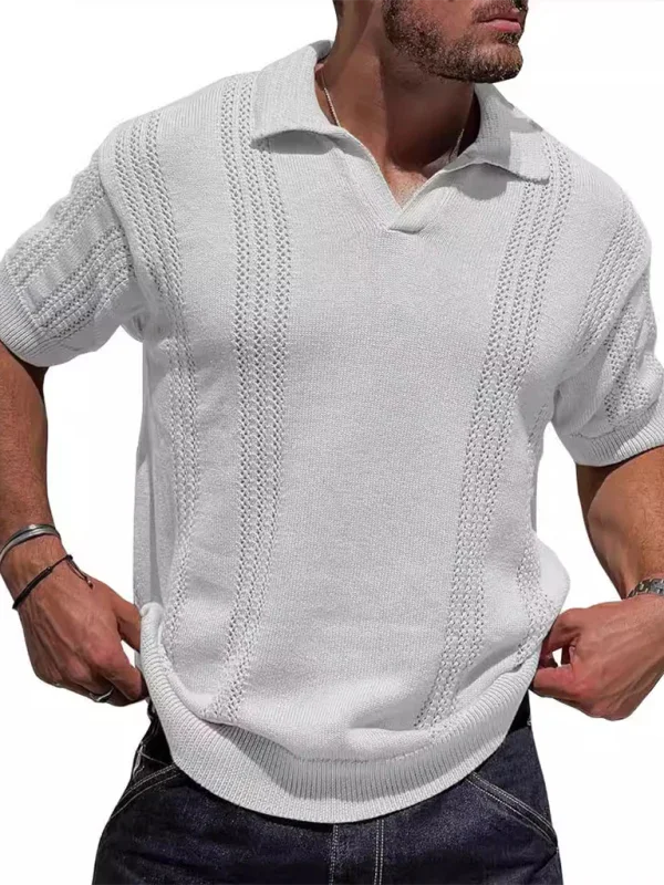 Men Short Sleeves Polo Shirt – Stretchable - White -Guocali