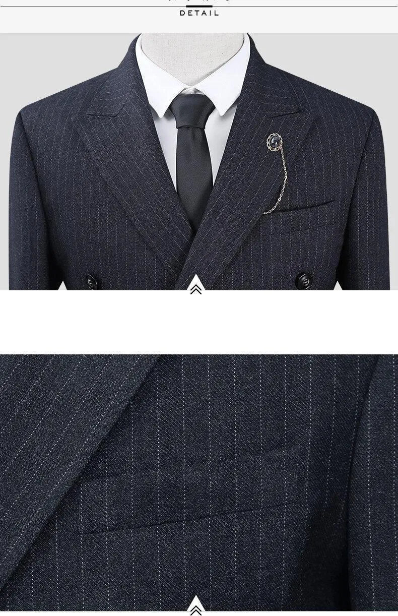 Men Suit - Albert Striped 3-Piece Suit -Guocali