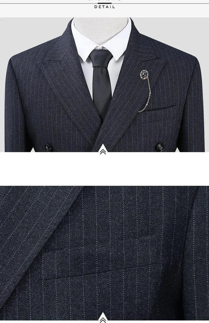 Men Suit - Albert Striped 3-Piece Suit -Guocali