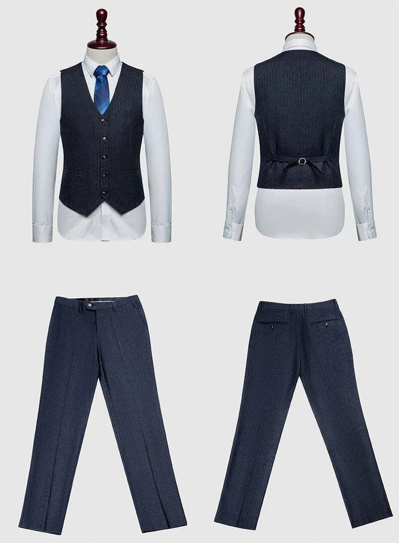 Men Suit - Alberto Striped 3-Piece Suit -Guocali