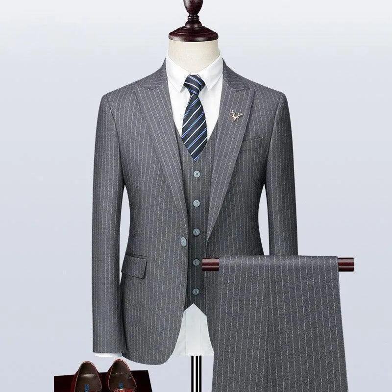 Men Suit - Alberto Striped 3-Piece Suit -Guocali