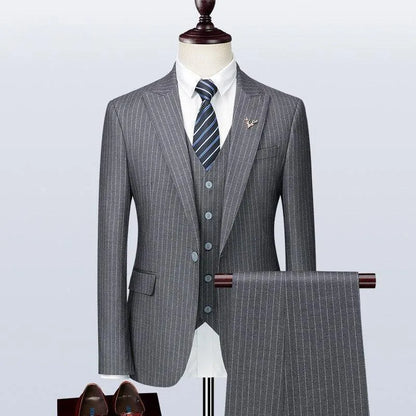 Men Suit - Alberto Striped 3-Piece Suit -Guocali