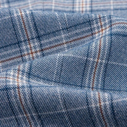 Men Suit - Blue-Grey Plaid Double-Breasted Suit -Guocali